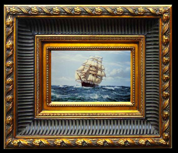 framed  unknow artist Seascape, boats, ships and warships.22, Ta024-2